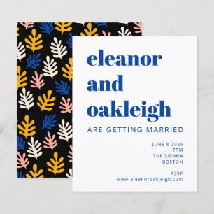Invitation de mariage bleu noir botanique Matisse 