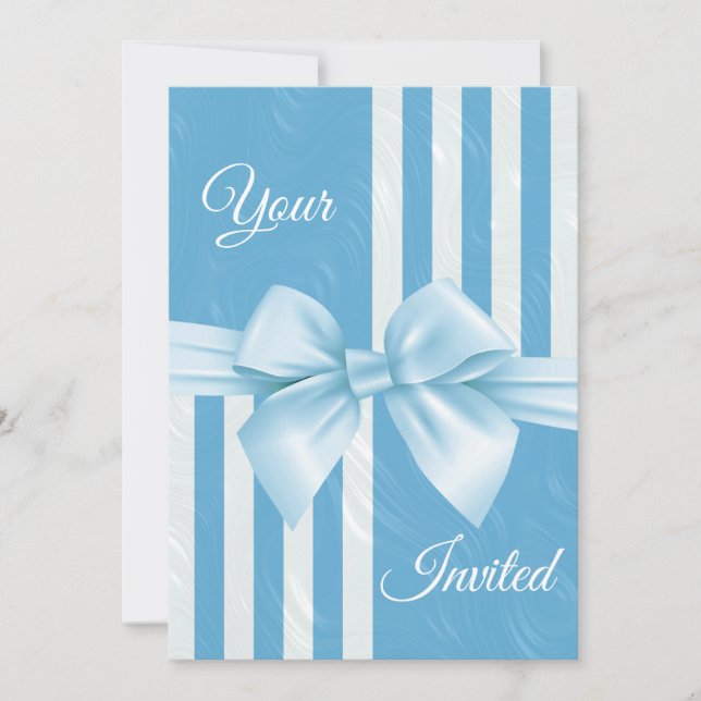 Invitation de mariage bleu pastel élégant (Devant)