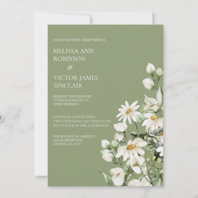 Invitation de mariage bohème à fleur de marguerite (Devant)