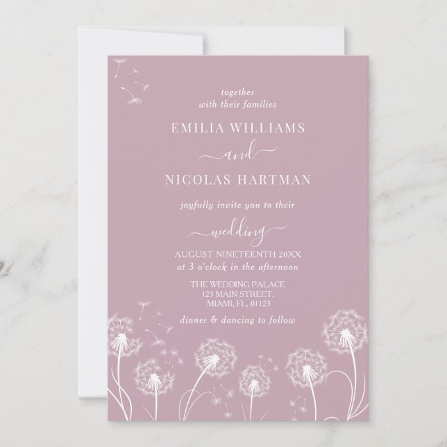 Invitation de mariage bohème à fleur sauvage rose  (Devant)