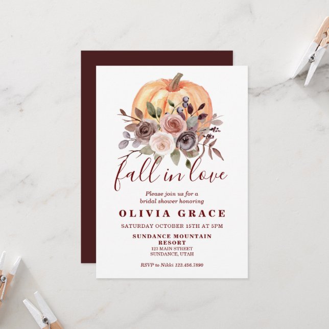 Invitation de mariage Bohème automnale florale Cit (Devant/Arrière en situation)