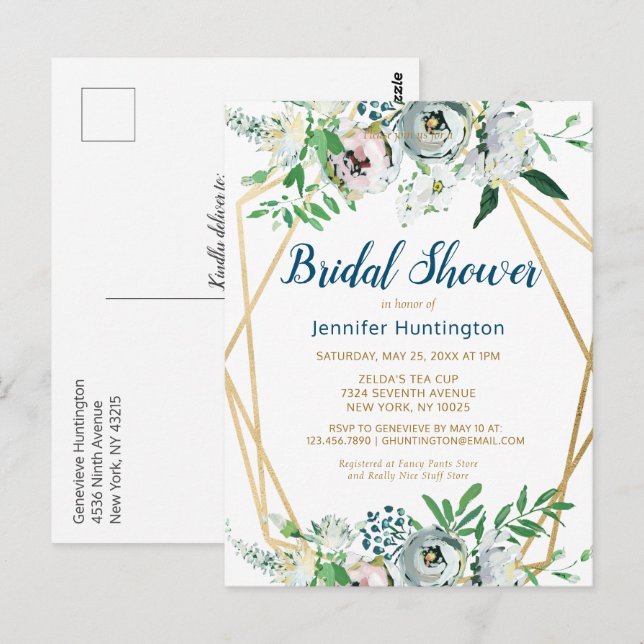 Invitation de mariage bohème aux fleurs aquarelles (Devant / Derrière)