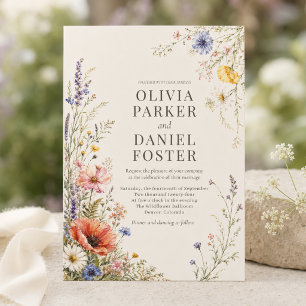 Invitation de mariage bohème aux fleurs sauvages d