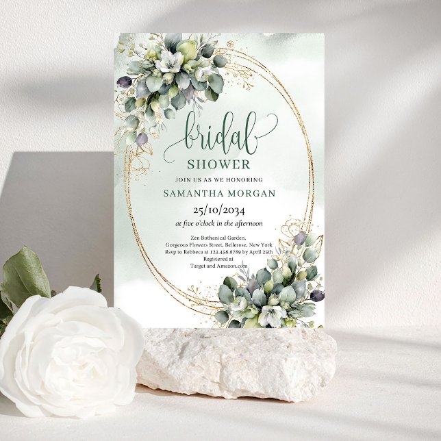 Invitation de mariage bohème avec feuillage aquare (Watercolor Greenery Bridal Shower Invitation)