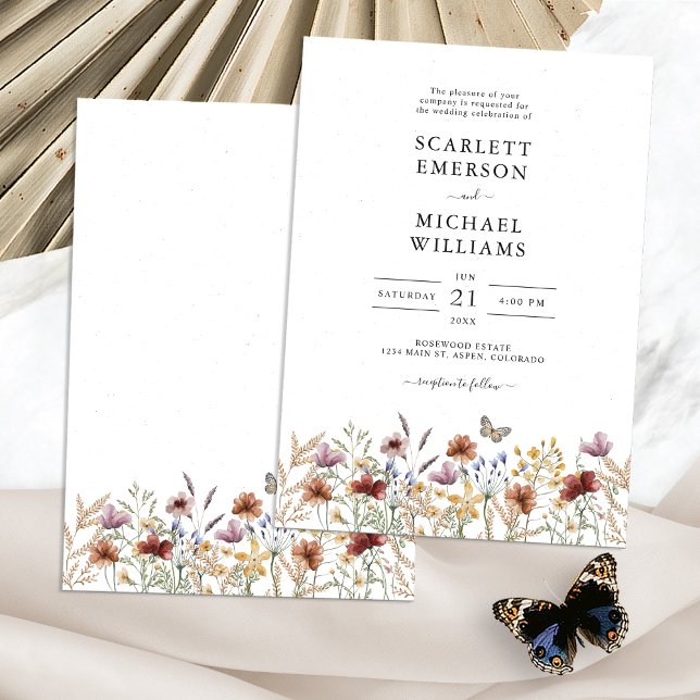 Invitation de mariage bohème blanc (White Floral Boho Wedding Invitation with Butterfly by Painted Paperie
)