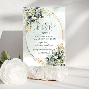 Invitation de mariage bohème chic verte et or
