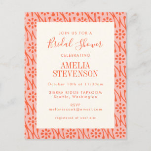 Invitation de mariage bohème corail à petit budget
