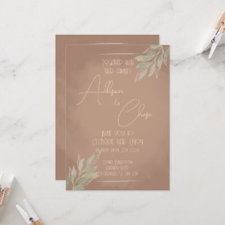 Invitation de mariage bohème en terre cuite avec d