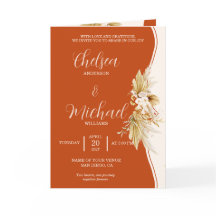 Invitation de mariage bohème en terre cuite avec P