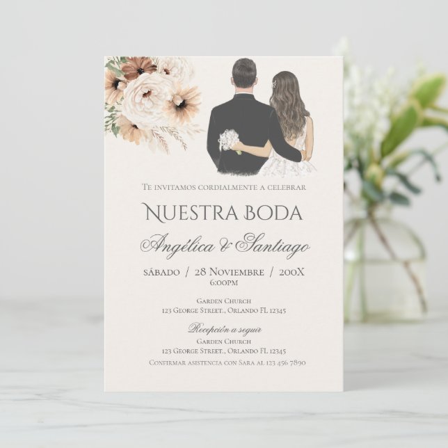 Invitation de mariage bohème espagnol (Debout devant)