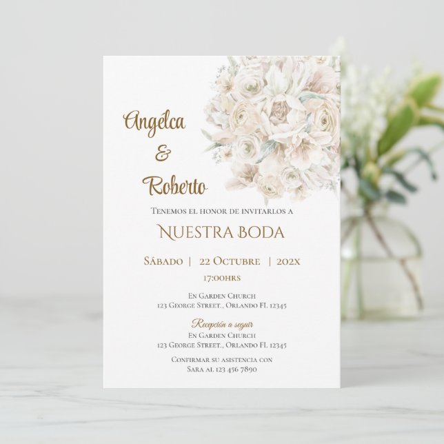 Invitation de mariage bohème espagnole (Debout devant)