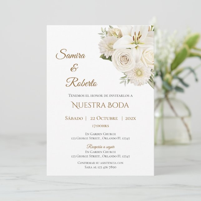 Invitation de mariage bohème espagnole (Debout devant)