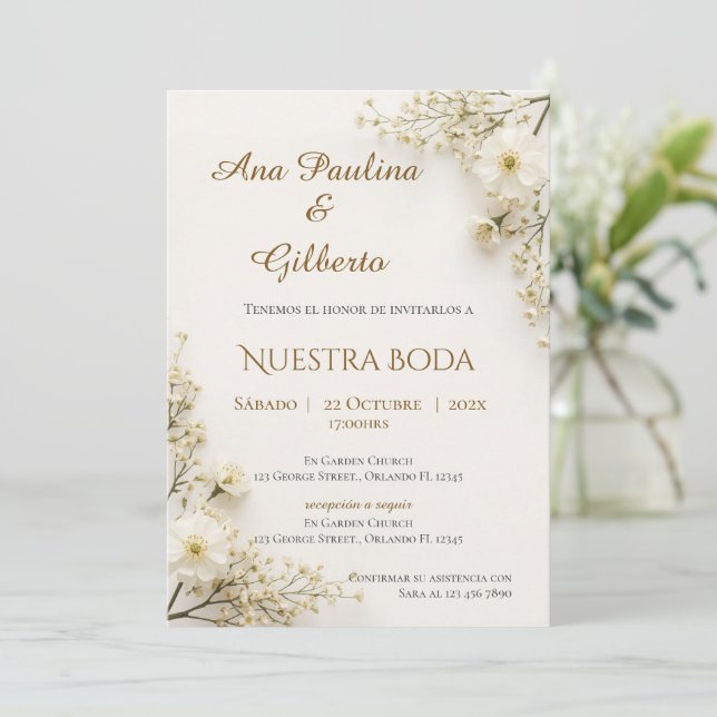 Invitation de mariage bohème espagnole (Debout devant)