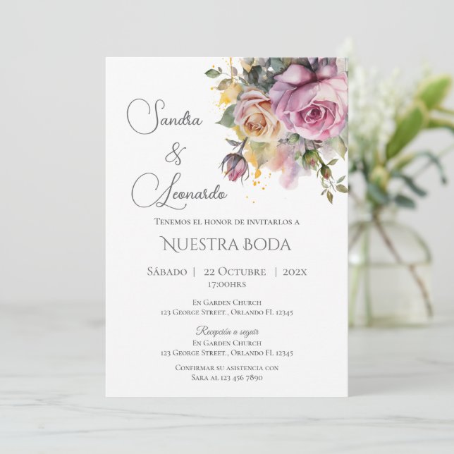 Invitation de mariage bohème espagnole (Debout devant)