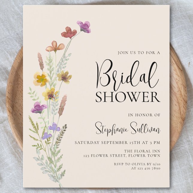 Invitation de mariage bohème fleuri à petit budget (Créateur téléchargé)