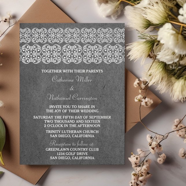 Invitation de mariage bohème moderne gris (Gray Modern Bohemian Wedding Invite)