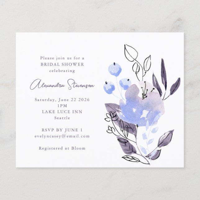 Invitation de mariage bohème violet floral à petit (Devant)