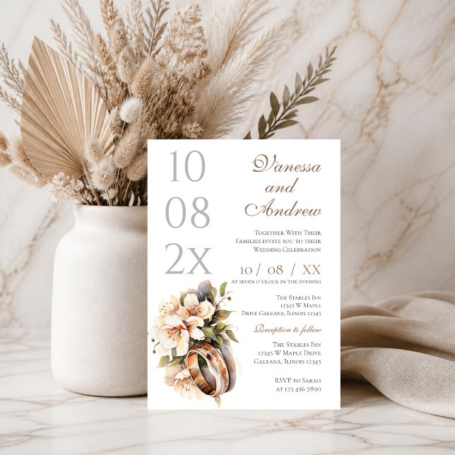 Invitation de mariage Boho Whit Ring (Créateur téléchargé)