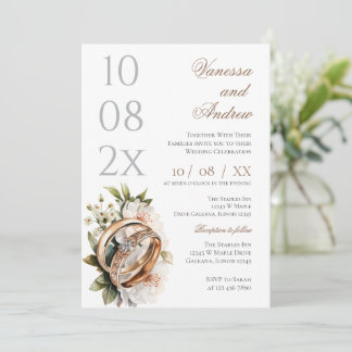 Invitation de mariage Boho Whit Ring