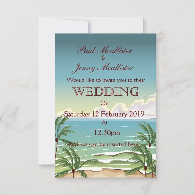Invitation de mariage boisson coco vintage (Devant)