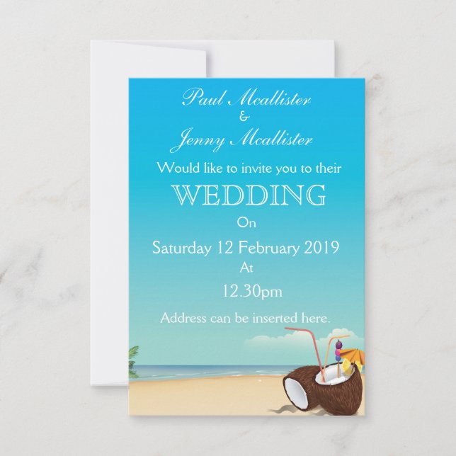 Invitation de mariage boisson coco vintage (Devant)