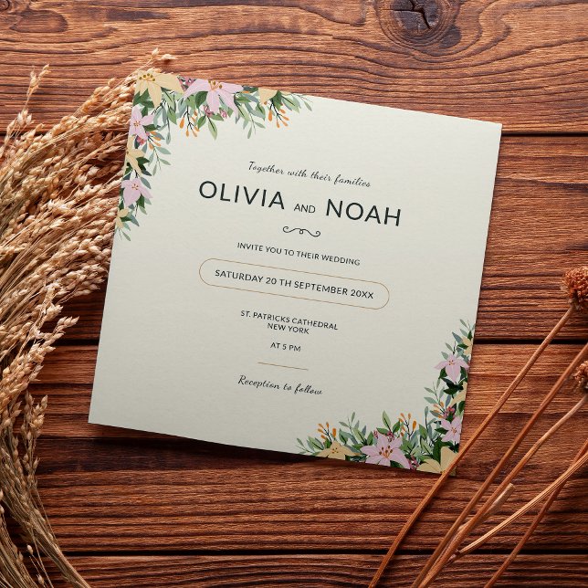 Invitation de mariage botanique - boho et rustique (Créateur téléchargé)