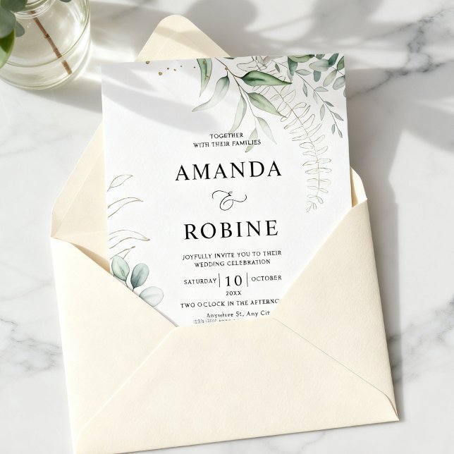 Invitation de mariage botanique d'art fin (Créateur téléchargé)
