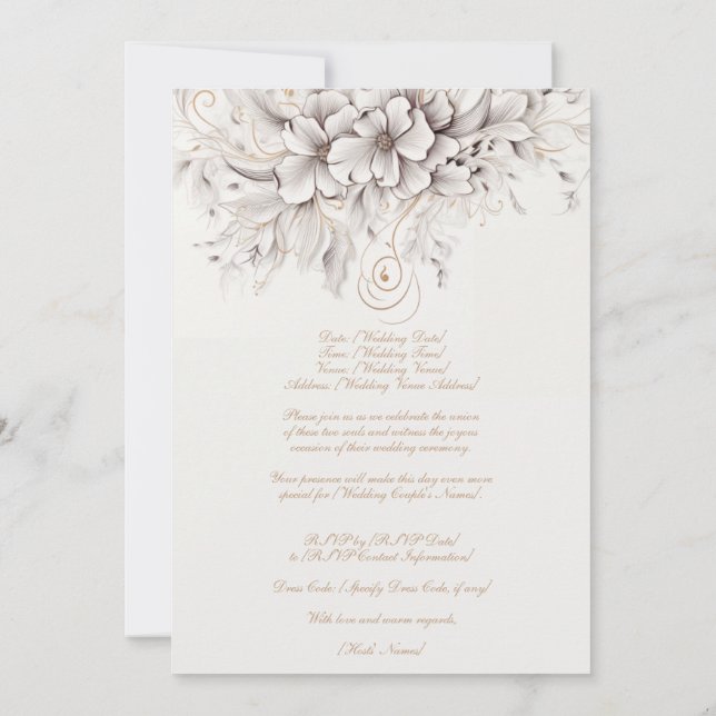 Invitation de mariage botanique florale magnifique (Dos)