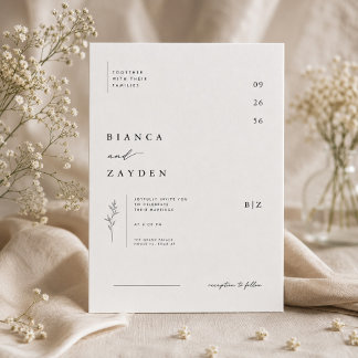 Invitation de mariage botanique minimaliste.