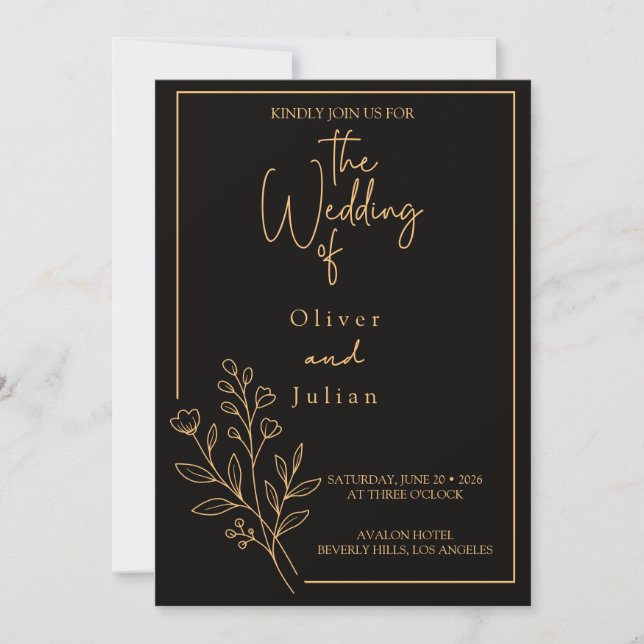 Invitation de mariage botanique minimaliste | Élég (Devant)