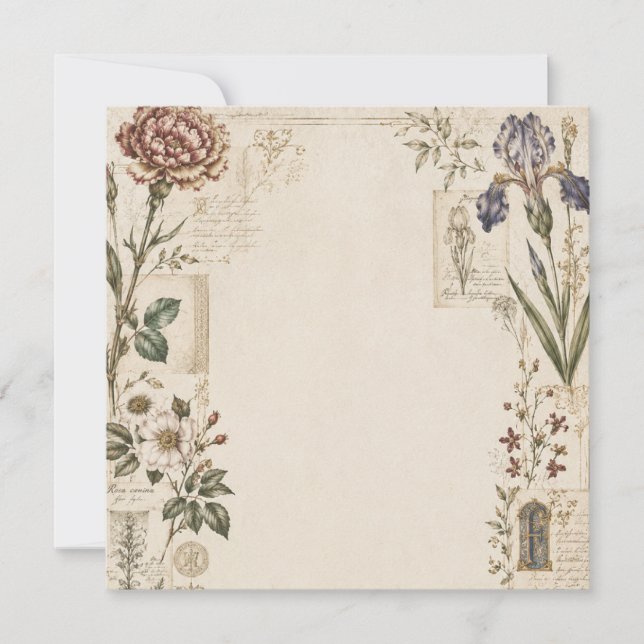 Invitation de mariage botanique Renaissance (Devant)