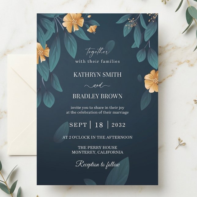 Invitation de mariage botanique sombre (Créateur téléchargé)