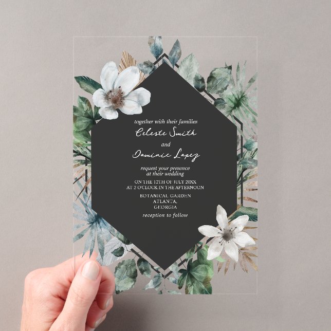 Invitation de mariage botanique tropicale (In situ (ordinateur de poche))