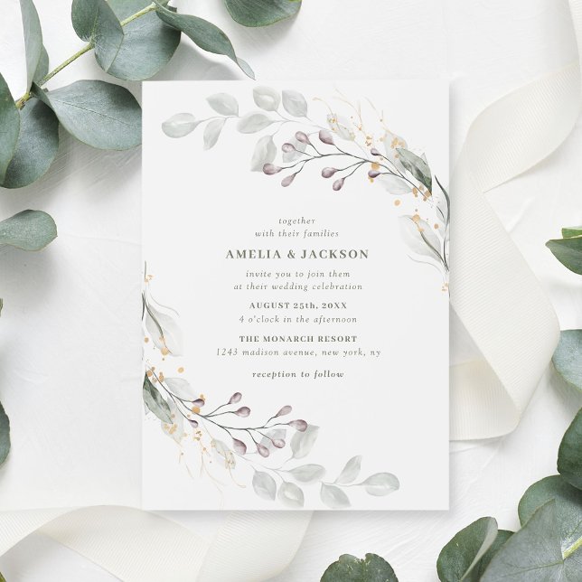 Invitation de mariage botanique verte (Créateur téléchargé)