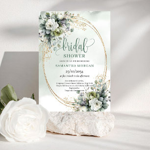 Invitation de mariage botanique verte Gold