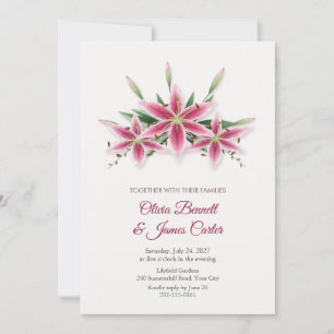 Invitation de mariage Bouquet de lys Stargazer ros