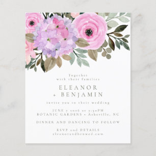 Invitation de mariage bouquet floral lilas rose pa