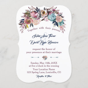 Invitation de mariage   Bouquet floral rose Dusty