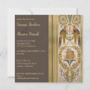 Invitation de mariage brodée élégante vintage