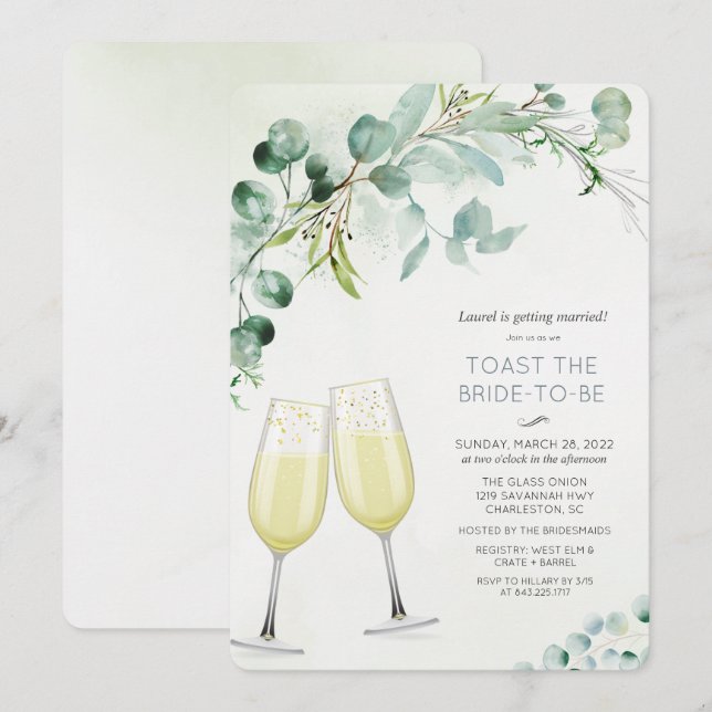 Invitation de mariage Brunch et Bubbly (Devant / Derrière)