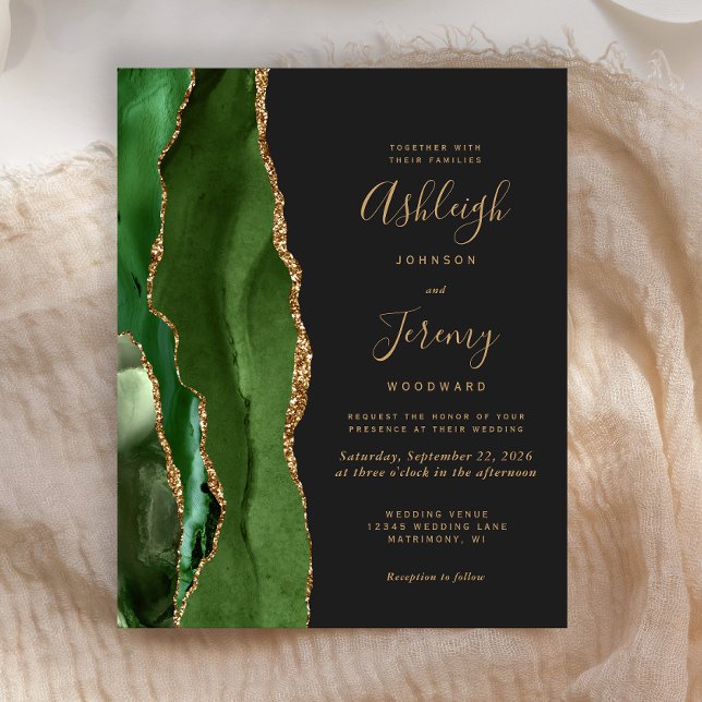 Invitation de mariage Budget Agate Vert Chasseur O (Créateur téléchargé)