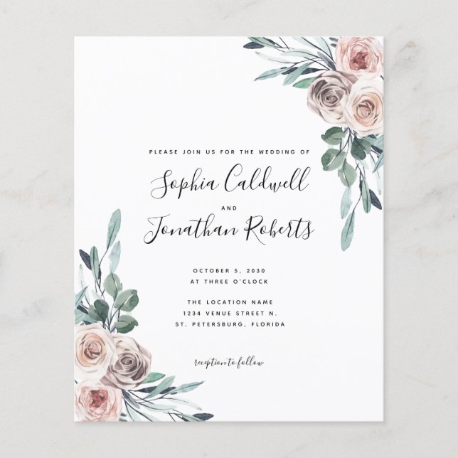 Invitation de mariage Budget All in One Dusty Pink (Devant)