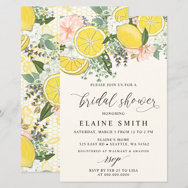 Invitation de mariage Budget Citron Citron Vert (Devant / Derrière)