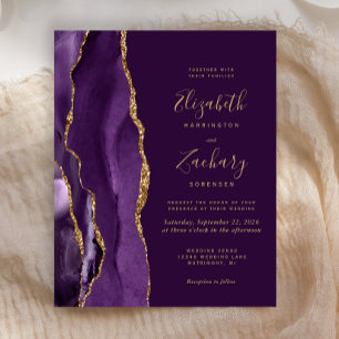 Invitation de mariage Budget Deep Purple Gold Agat