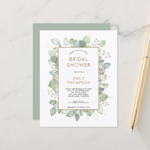 Invitation de mariage Budget Foliage Sage Or