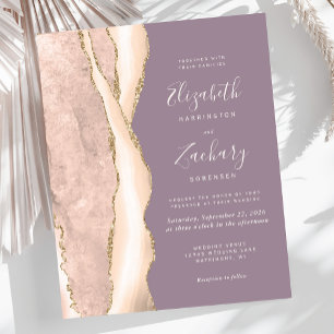 Invitation de mariage Budget Ivory Gold Agate Mauv