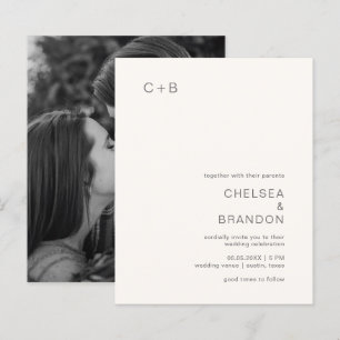 Invitation de mariage budget moderne à monogramme 