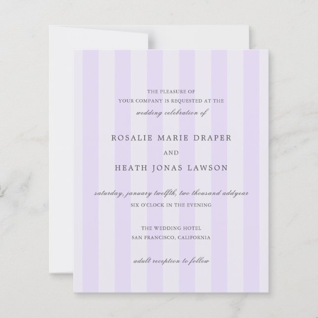 Invitation de mariage budget moderne PurpleStripes (Devant)