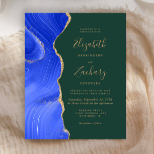 Invitation de mariage Budget Royal Blue Or Agate V