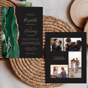 Invitation de mariage Budget Vert Rose Or Foncé 4-